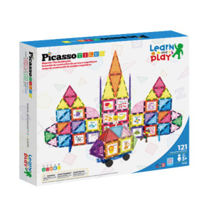 Picasso Магнитен Конструктор с основа на колела и 2 Фигури 121 части
