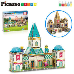 Picasso STEAM Магнитен конструктор Средновековен замък - двустранни плочки 70 части
