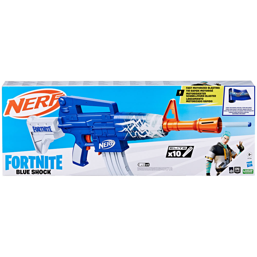 NERF FORTNITE Моторизиран бластер Blue Shock с 10 стрели | ХИПОЛЕНД