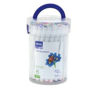 SpreeArt Маркери двувърхи Soft Brush 60 цвята в цилиндър