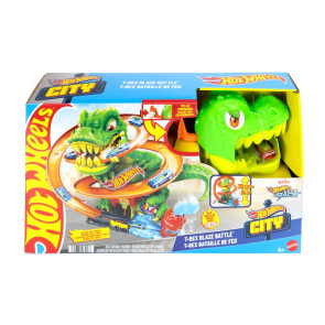 Hot Wheels® City Писта за каскади T-Rex Fire Station с количка