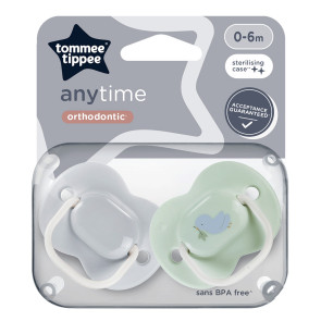 TOMMEE TIPPEE Ортодонтични залъгалки 0-6м. ANYTIME Зелено Птиче 