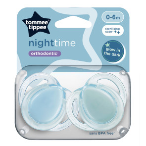 TOMMEE TIPPEE Ортодонтични залъгалки 0-6м. NIGHT Синя 