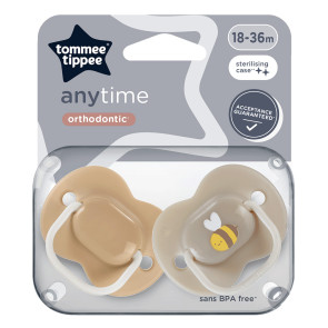 TOMMEE TIPPEE Ортодонтични залъгалки 18-36 м. ANYTIME Кафява пчела 