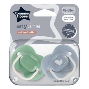TOMMEE TIPPEE Ортодонтични залъгалки 18-36 м. ANYTIME  Зелено пате