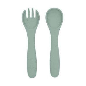 KIKKA BOO К-кт лъжица + вилица PLATINUM SILICONE SAGE