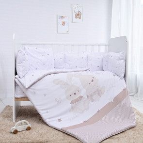LORELLI Сет от 5 части + голям обиколник за легло 70/140 HONEY BUNNY БЕЖОВО