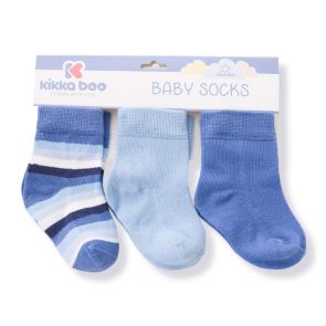 KIKKA BOO Бебешки памучни чорапи 6-12 м. STRIPES LIGHT BLUE