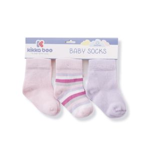 KIKKA BOO Бебешки памучни чорапи 0-6 м. STRIPES PURPLE