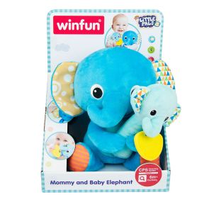 WINFUN Плюшен слон с бебе слонче-дрънкалка LITTLE PALS