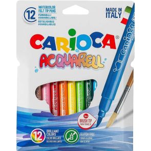 Carioca Комплект флумастери с четка Acquarell 12 цвята