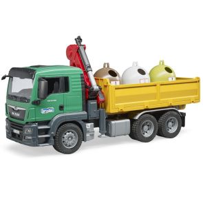 BRUDER Камион MAN с кран и 3 контейнера за рециклиране TGS 03753