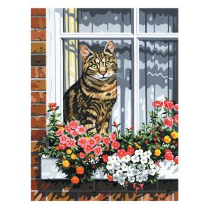Royal Комплект за рисуване на платно с акрилни бои Котка на прозорец