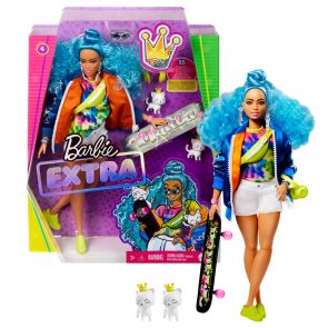 BARBIE EXTRA Кукла със сини къдрици и скейтборд