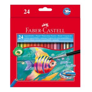 FABER-CASTELL Акварелни моливи, 24 цвята, с включена четка