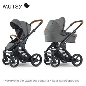 MUTSY Количка к-кт шаси Black+седалка+кош за новородено EVO DISCOVERY MOSS