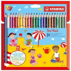 Stabilo Комплект цветни моливи и острилка Trio Thick 24 цвята
