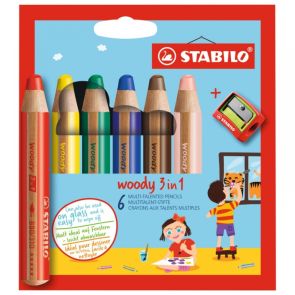 Stabilo Комплект цветни моливи Woody 3в1 6 цвята