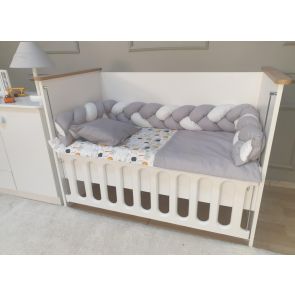BabyHome Комплект за легло с обиколник тип плитка - сив