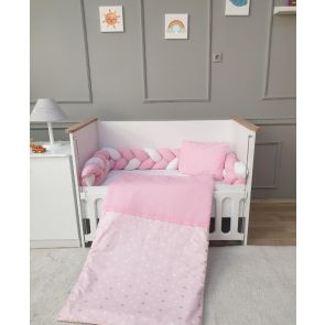 BabyHome Комплект за легло с обиколник тип плитка - розов