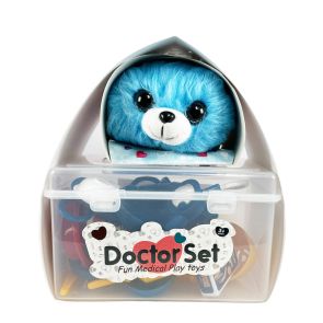 Лекарски комплект с плюшена играчка син