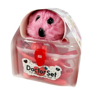 Лекарски комплект с плюшена играчка розов