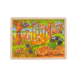 GOKI Дървен пъзел в рамка - Бебета горски животни 57734