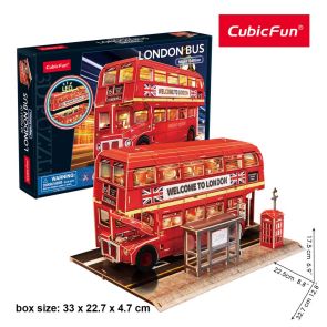 CubicFun Пъзел 3D London Bus Night Edition 161ч. с LED светлини