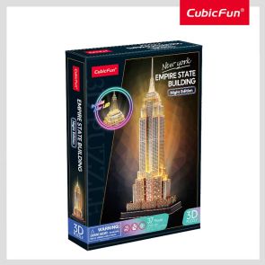 CubicFun Пъзел 3D Empire State Building Night Edition 37ч. с LED светлини