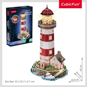 CubicFun Пъзел 3D Морски фар Lighthouse Night Edition 72ч. с LED светлини