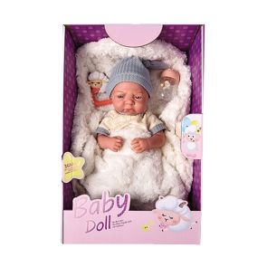 OCIE Baby Doll Реалистично бебе с пухкаво чувалче и сива шапка