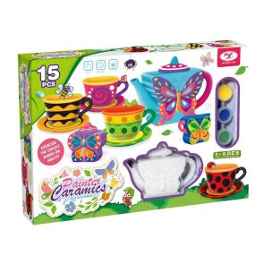 Керамичен сервиз за чай за оцветяване Painted Ceramics Пеперуди 15ч.