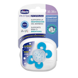 CHICCO Залъгалка силикон светеща PHYSIO COMFORT 16-36м СИНЯ