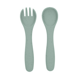 KIKKA BOO К-кт лъжица + вилица PLATINUM SILICONE SAGE